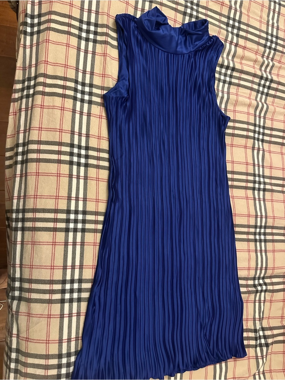 DKNY Royal Blue Pleated Midi Dress